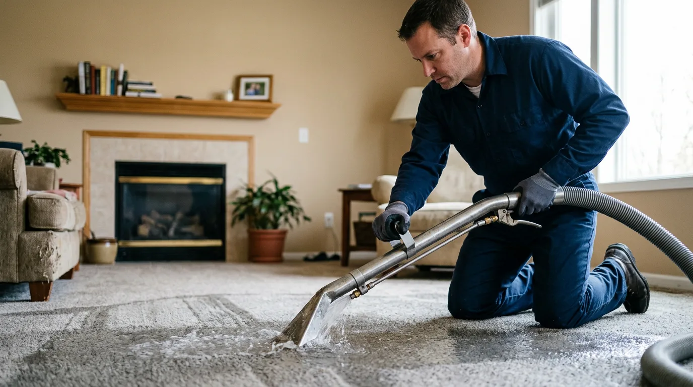 Water damage restoration technician working near Greenwood, ME